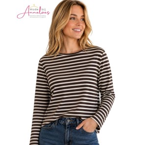 Red Button Trui Terry Stripe SRB5085B - Brown/Creme 